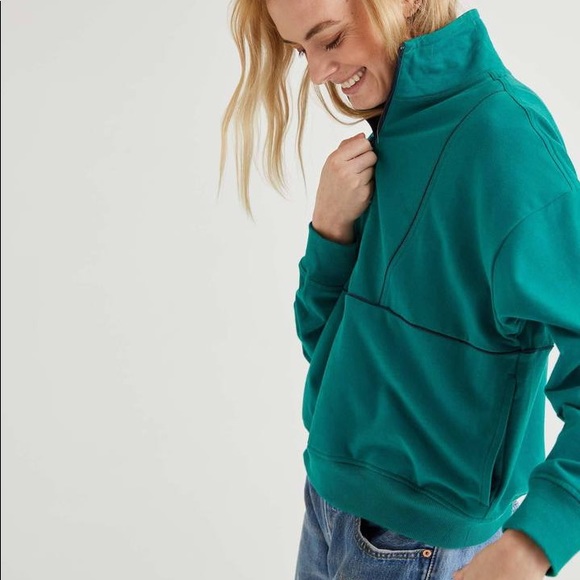 Terry Mock Neck Sweatshirt - Richer Poorer - in Everglade | sold out online - Picture 2 of 4